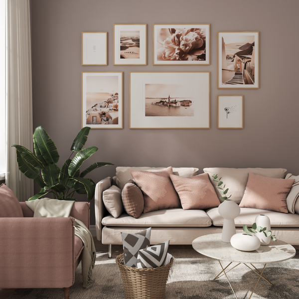 Pink Flower Frame Art Landscape Photography Modern Living Room Home Wall Decor Ideas