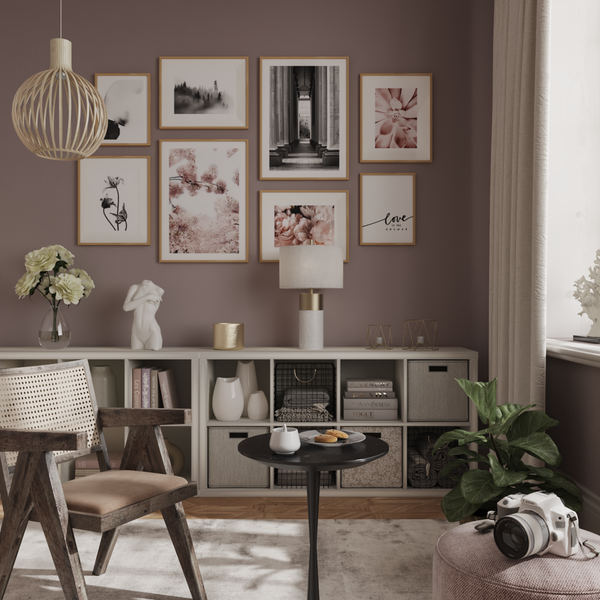 Living Room Wall Design Black and White Print Artwork Modern Flower Poster Line Art