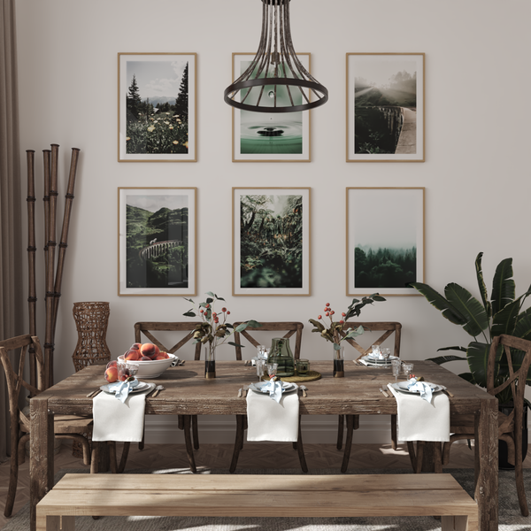 Modern Kitchen Dining Room Farmhouse Wall Decor Green Mountain Poster Rural Home Inspiration