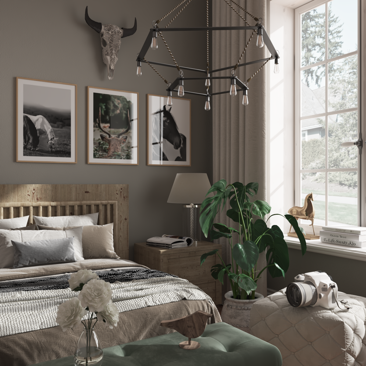 Farmhouse Home Vintage Master Bedroom Black and White Art Horse Poster Wall Decor for Boy