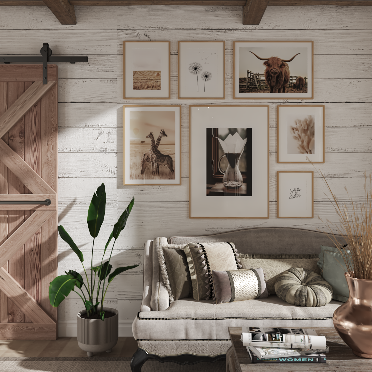 Farmhouse Home Living Room Wall Hanging Decor Inspirational Poster Animal Print Brown