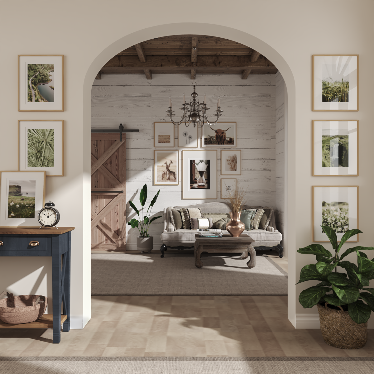 Farmhouse Decoration Ideas Foyer Living Room Wall Art Decor Green Nature Botanical Print Frame