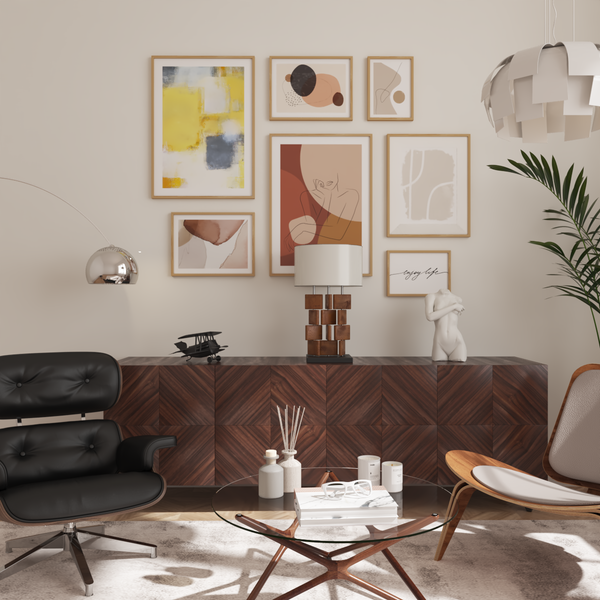 Living Room Large Wall Art Decor Mid Century Modern Off White Aesthetic Contour Line Art