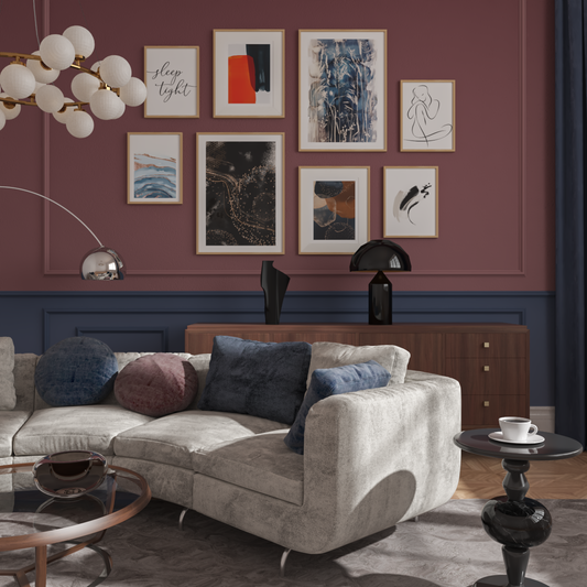Home Decor Eclectic Modern Living Room Wall Poster Abstract Body Line Art Ocean Blue