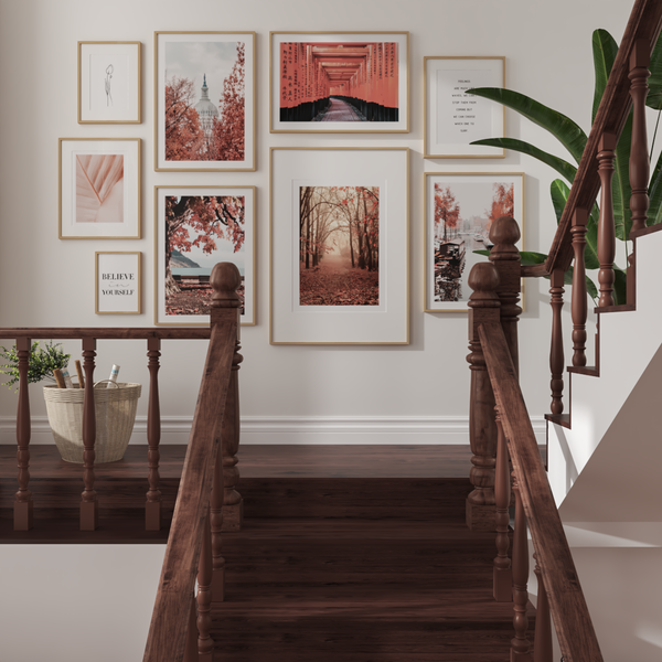 Gallery Wall Vintage Stair Hanging Decoration Poster Decor Flower Line Art Maple Leaf Print