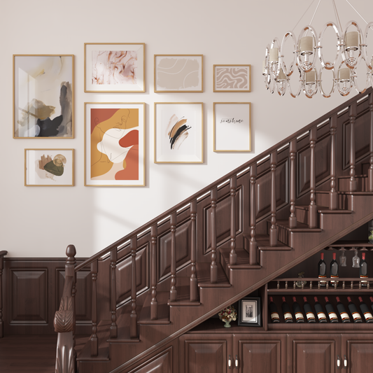 Vintage Home Decor Staircase Gallery Wall Remodel Modern Art Print Abstract Line Art Poster