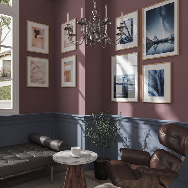 Large Wall Art for Living Room Eclectic Modern Corner Decor Ideas Ocean Blue Flower Print