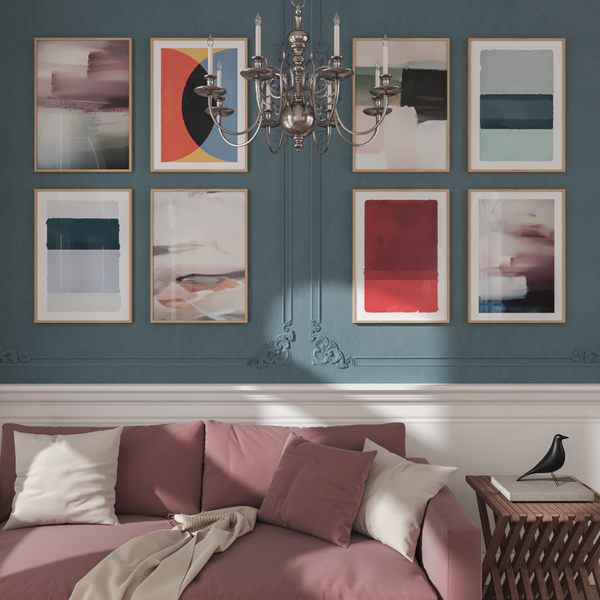 Photo Wall Modern Living Room Decor Abstract Painting Art Poster Dusty Blue Wall Art Ideas