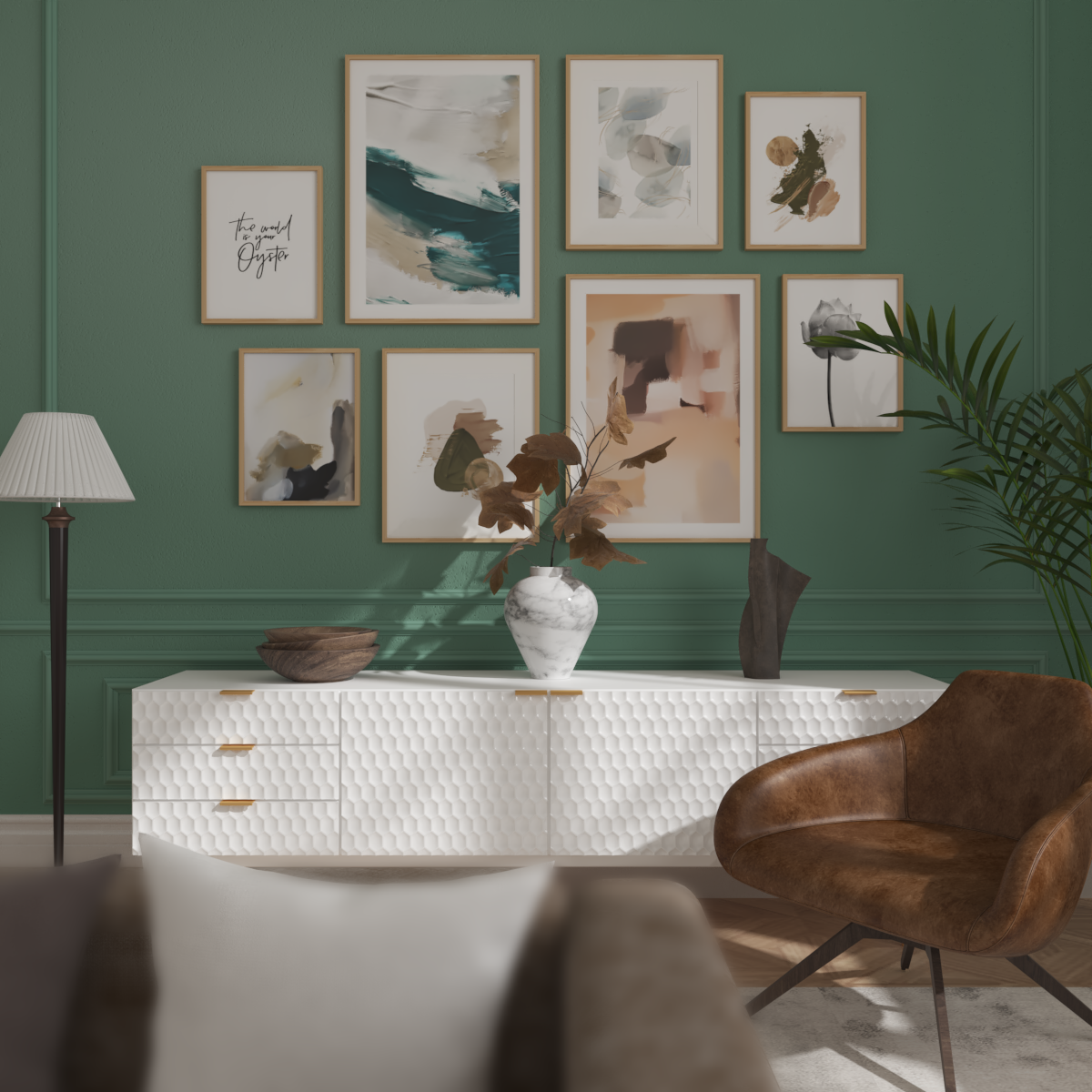 Apartment Living Room Wall Art Design Ideas Modern Green Picture Gallery Abstract Oil Artwork