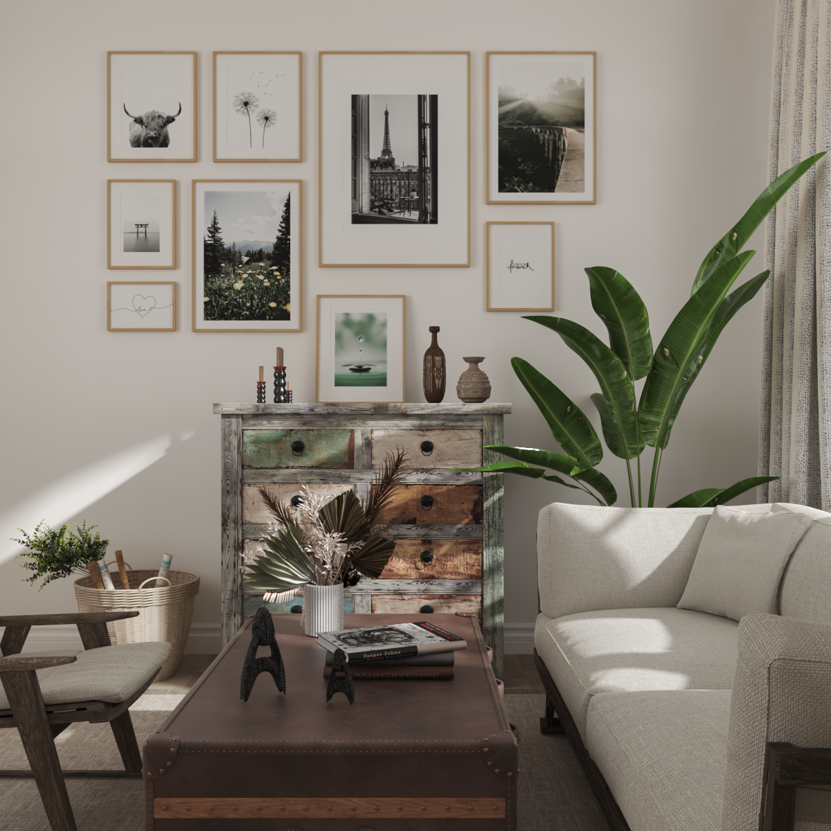 Modern Farmhouse Living Room Ideas B&W Photography Landscape Photo Wall Art Poster