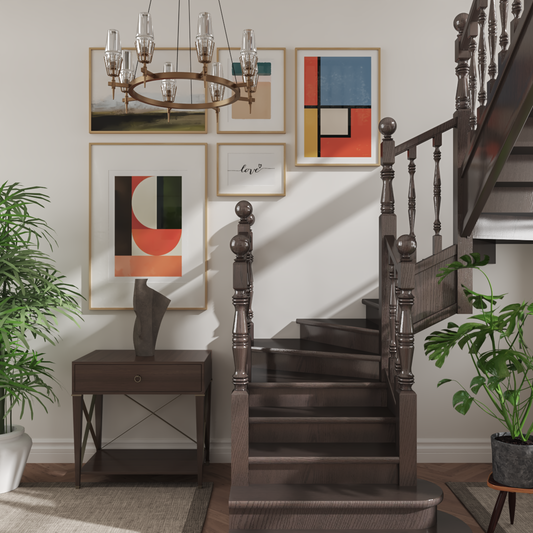 Modern Spiral Staircase Gallery Wall Abstract Art Print Attic Ideas Living Room Accent Remodel