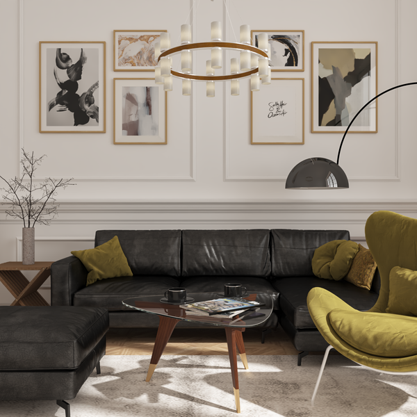 Black and White Oil Art Neutral Modern Living Room Wall Art Design Off White Decor