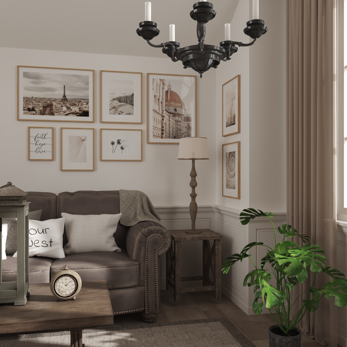 Modern Farmhouse Rustic Living Room Ideas Wall Pictures Architecture Print Quote Art