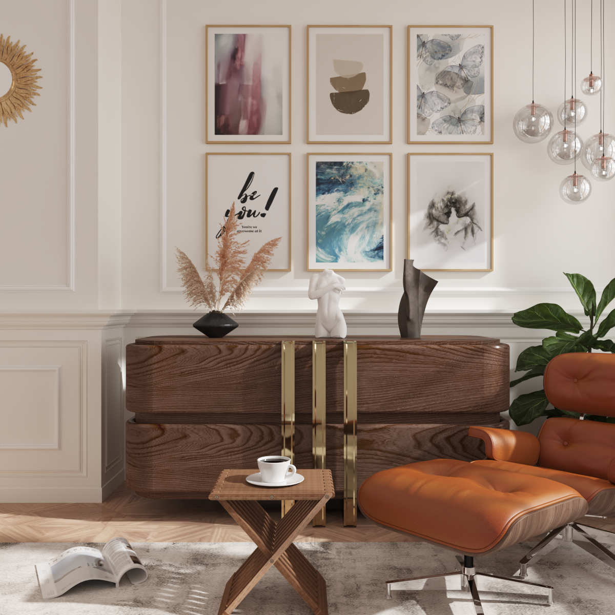 Apartment Modern Beige Living Room Wall Painting Decor Contemporary Art Print Quote Poster