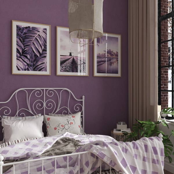Purple Art Girl Women Modern Guest Bedroom Wall Picture Decor Nature Botanical Print