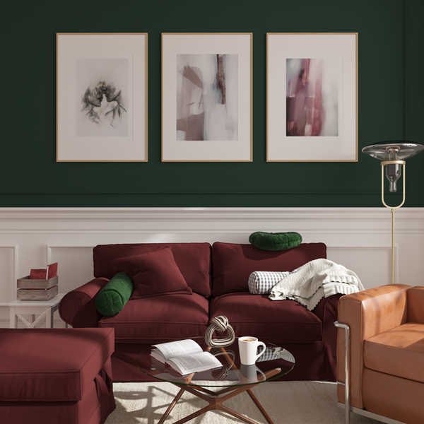 Modern Home Inspiration Living Room Decor Forest Green Wall Frame Ideas Abstract Sketch Art Print