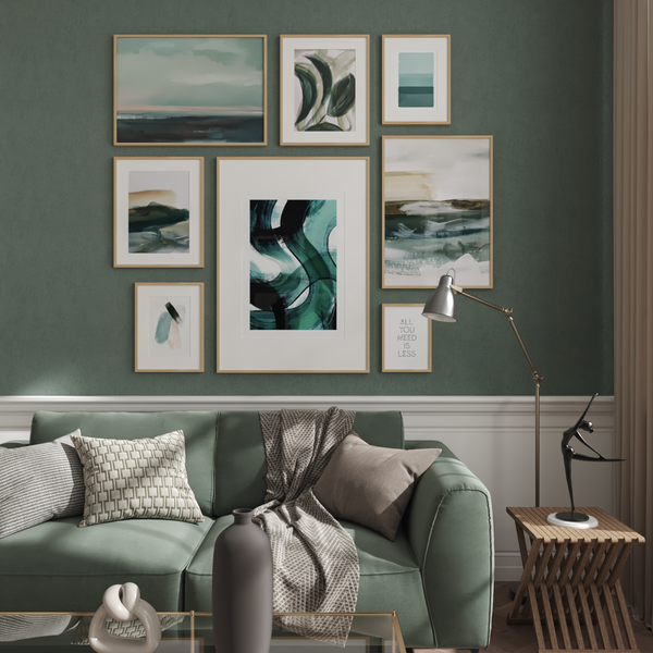 Sage Green Large Wall Art Decor Ideas for Living Room Modern Oil Painting Artwork Typography Poster