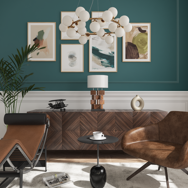 Home Teal Wall Art Decor Modern Mid Century Living Rom TV Wall Ideas Abstract Oil Print