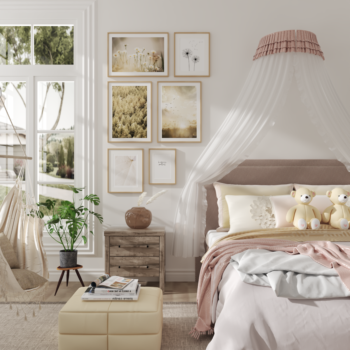 Farmhouse Master Bedroom Picture Wall Art Above Bed Decor Girl Yellow White Aesthetic