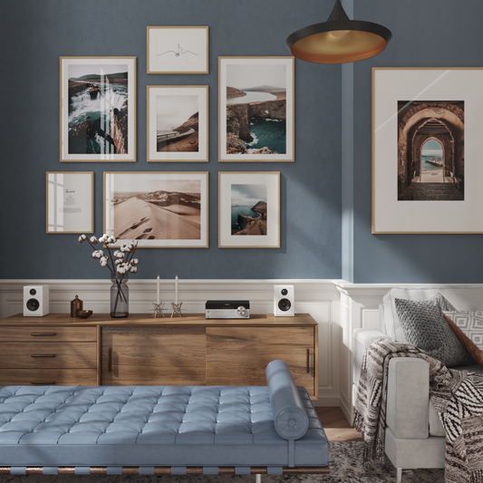 Modern Living Room Inspiration Mountain Large Wall Art Ideas Baby Blue Decor One Line Poster
