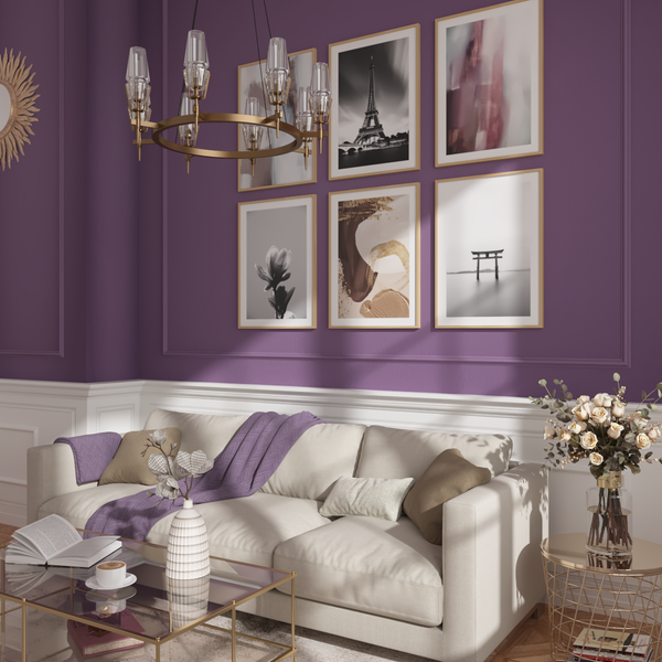 Purple Wall Art B&W Poster Decor Modern Living Room Small Space Ideas Home Renovation