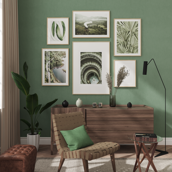 Small Modern Living Room TV Wall Ideas Green Decor Nature Art Poster Abstract Painting