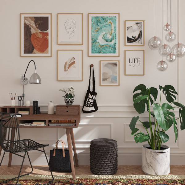 Home Office Decor Ideas Modern Beige Wall Inspiration Word Art Minimalism Painting