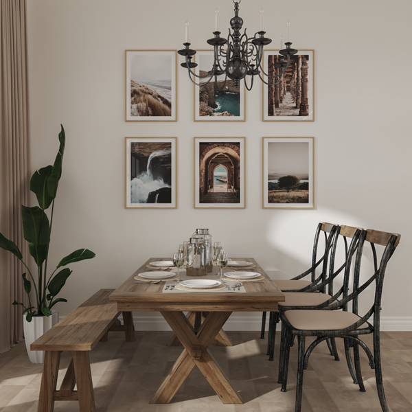 Home Ideas Modern Farmhouse Dining Room Decoration Ideas Brown Mountain Wall Art Poster