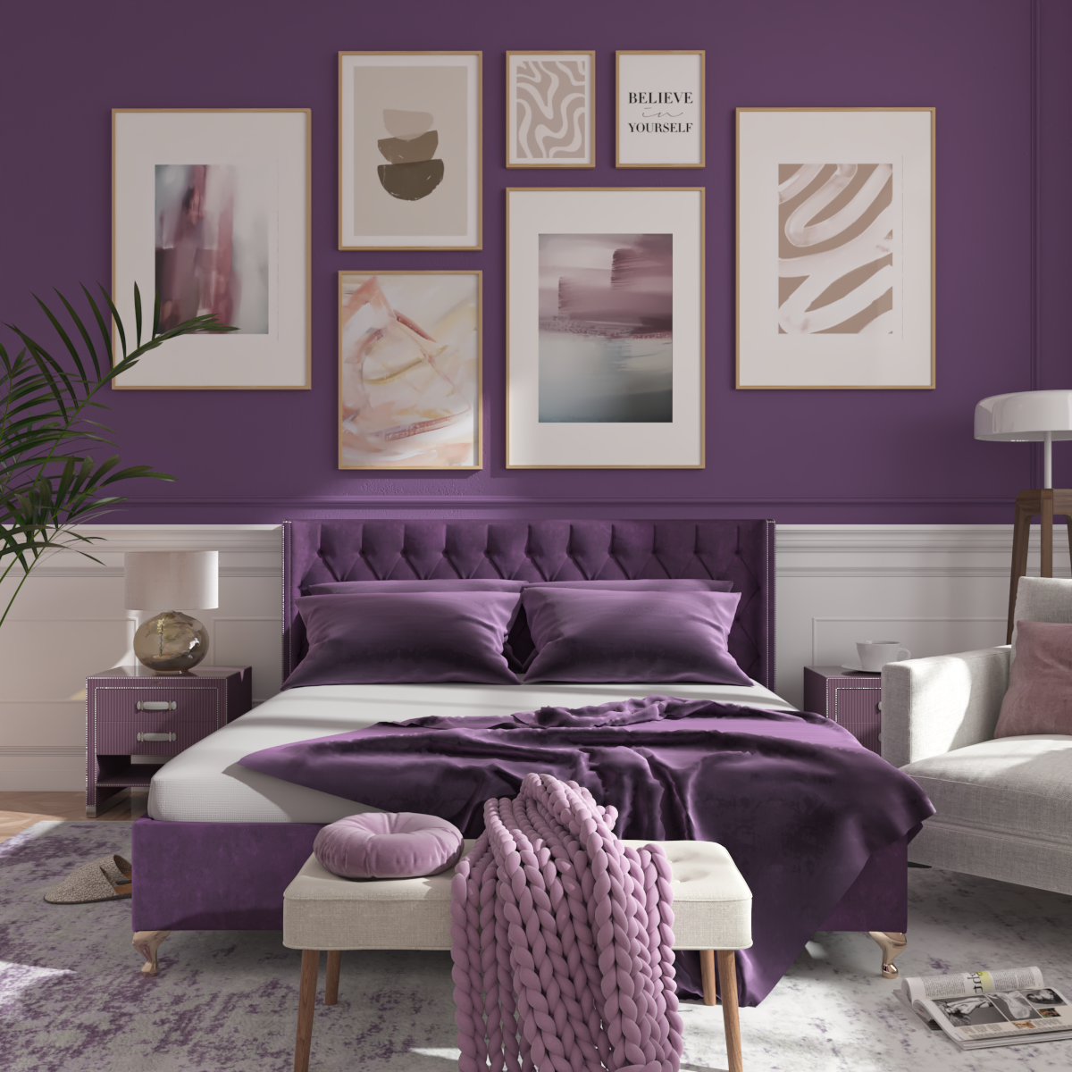Purple Aesthetic Wall Ideas Women Teenage Girl Master Bedroom Above Bed Decor Quote Poster