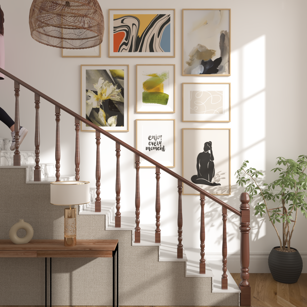 Modern Vintage Entryway Beige Staircase Wall Painting Decor Clip Art Motivational Poster