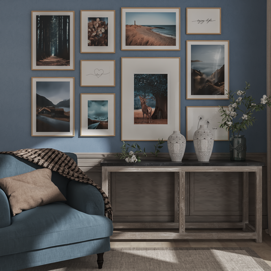 Dusty Blue Apartment Living Room Modern Large Wall Art Decor Ideas Nature Animal Poster