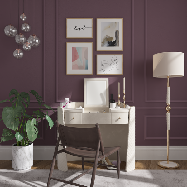 Modern Women Bedroom Purple Wall Art Ideas Dressing Room Decor Love Line Abstract Print