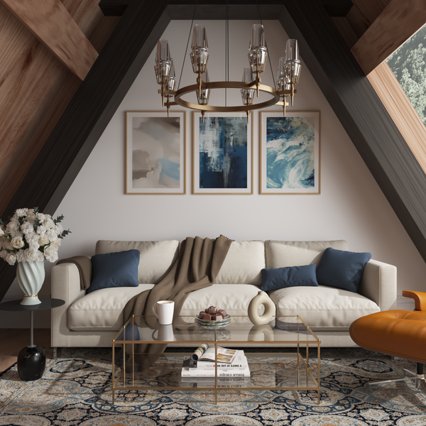 Home Inspiration Farmhouse Country Living Room Decor Ideas Blue Art Print Accent Wall Ideas