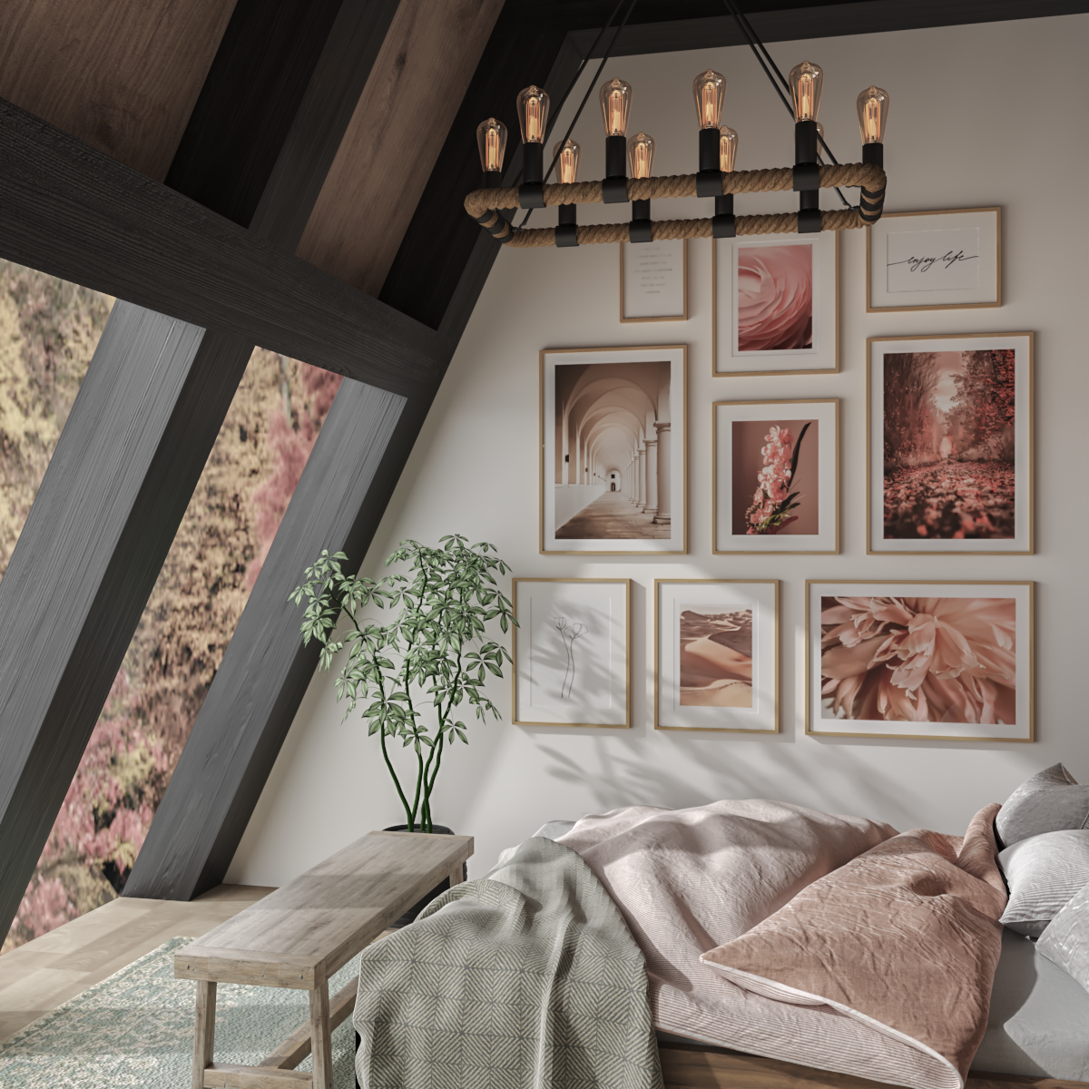 Rustic Farmhouse Decor Loft Master Bedroom Wall Picture Flower Print Teenage Girl Women