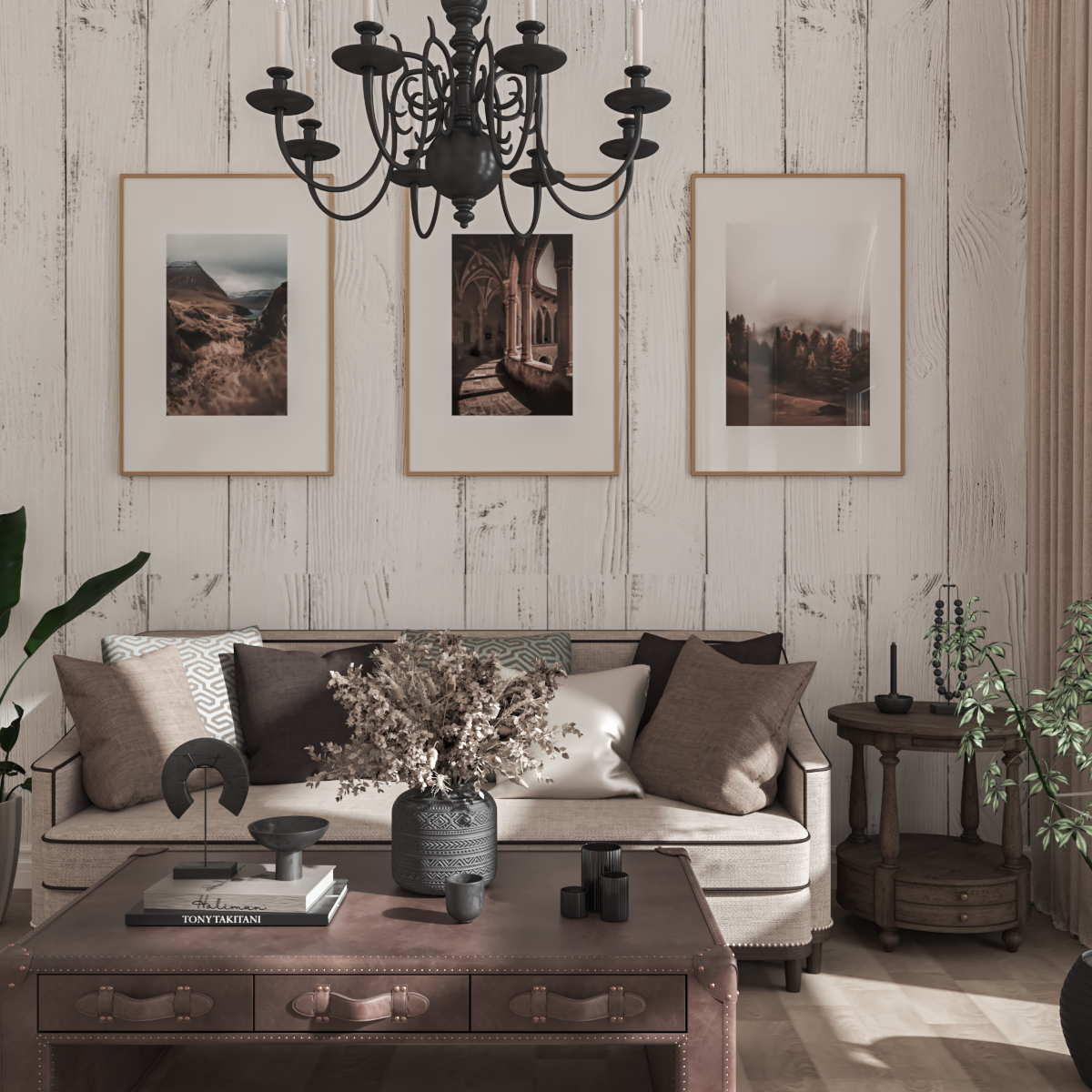 Vintage Rural Home Idea Farmhouse Living Room Wall Decor Poster Nature Mountain Print Frame Art