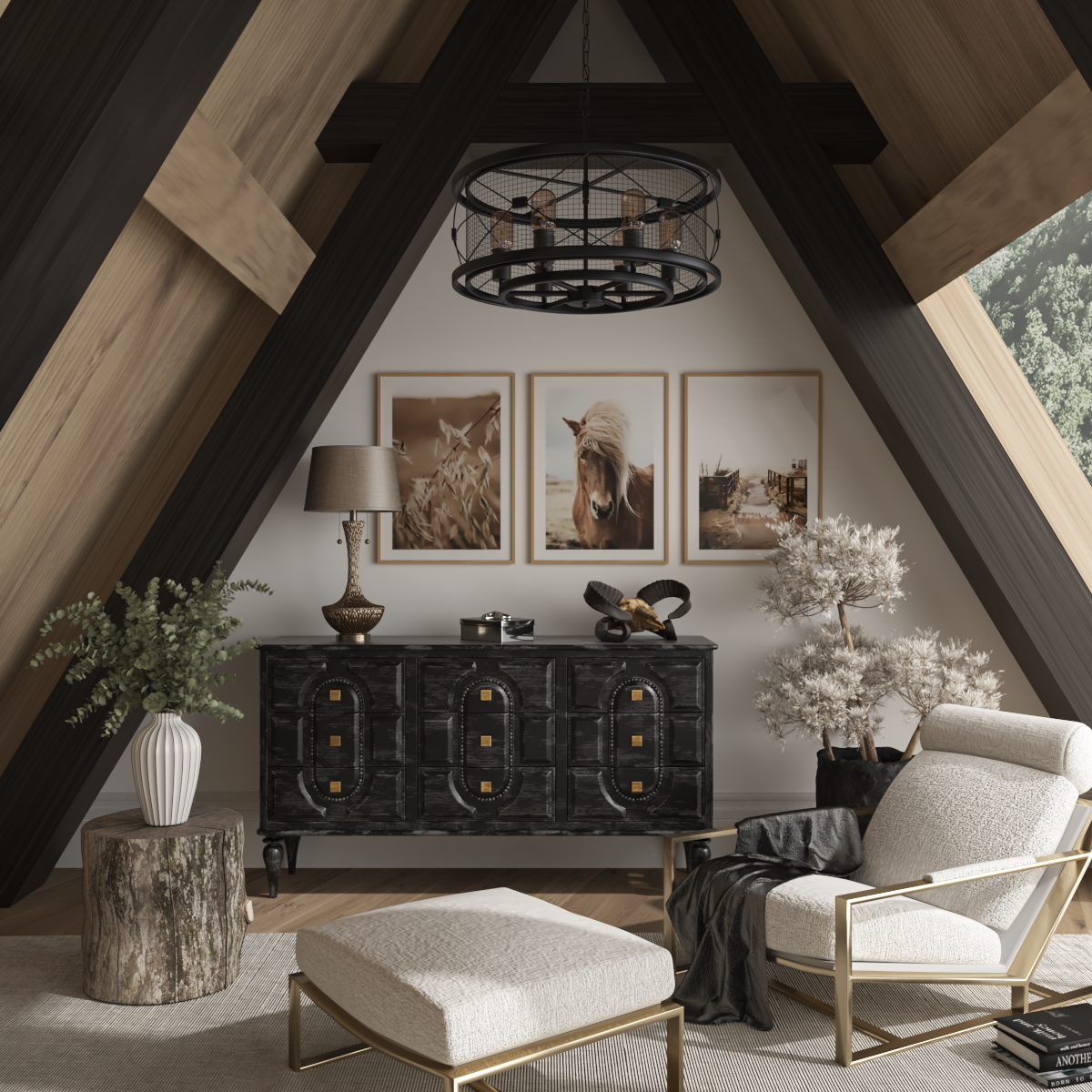 Modern Farmhouse Attic Living Room Decor Ideas Home Inspiration Horse Poster Nature Picture
