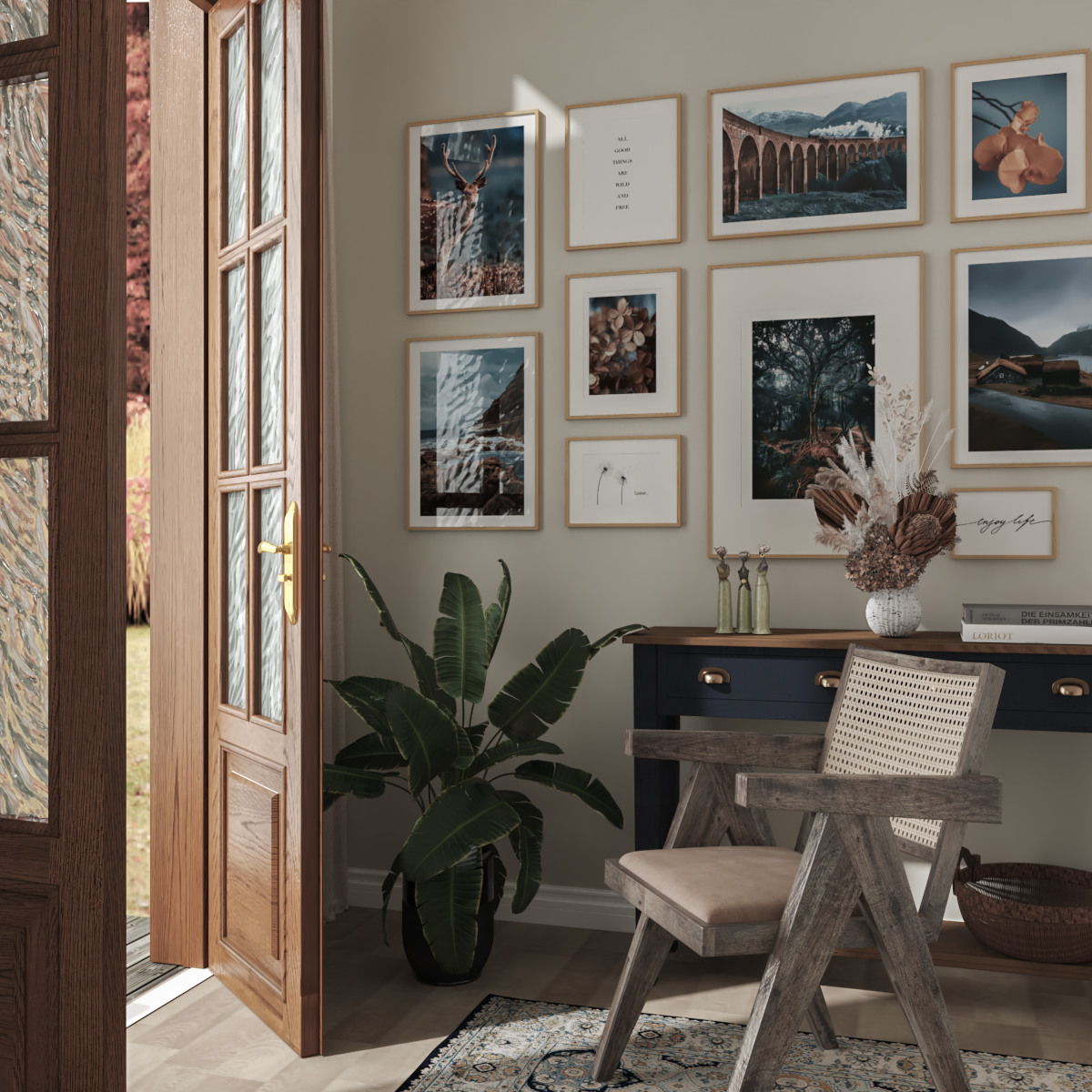 Farmhouse Entryway Picture Wall Print Decor Nature Art Poster Corner Design Ideas Typography Poster
