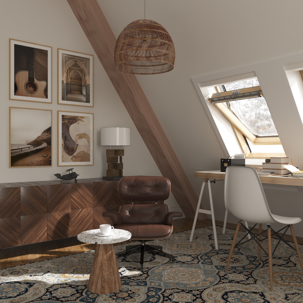 Eclectic Attic Home Office Design Ideas Brown Wall Photography Decor Small Space Decor
