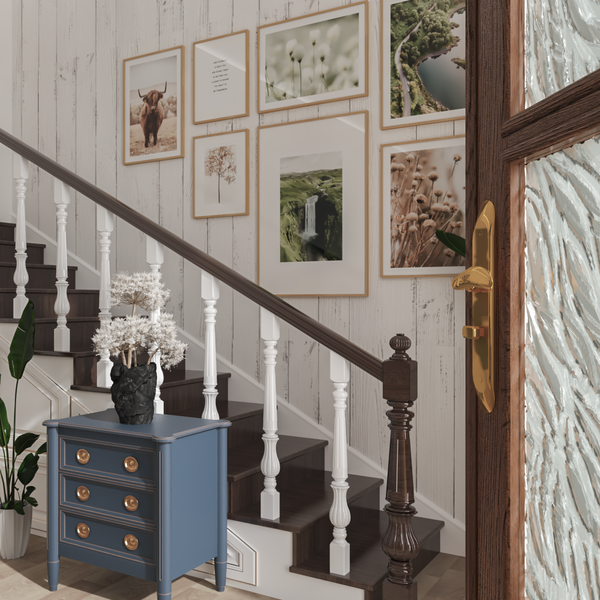 Vintage Home Entryway Staircase Gallery Wall Decor Landscape Botanical Print Accent Wall Ideas