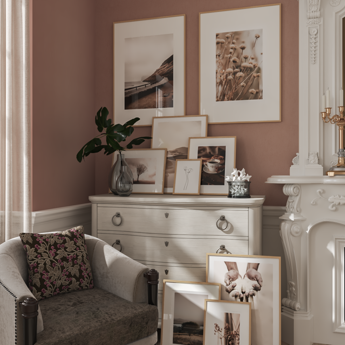 Modern Farmhouse Living Room Inspiration Fireplace Accent Wall Decor Coffee Picture