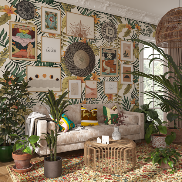 Family Room Ideas Boho Aesthetic Wall Art Abstract Illustration Poster Living Room Decor