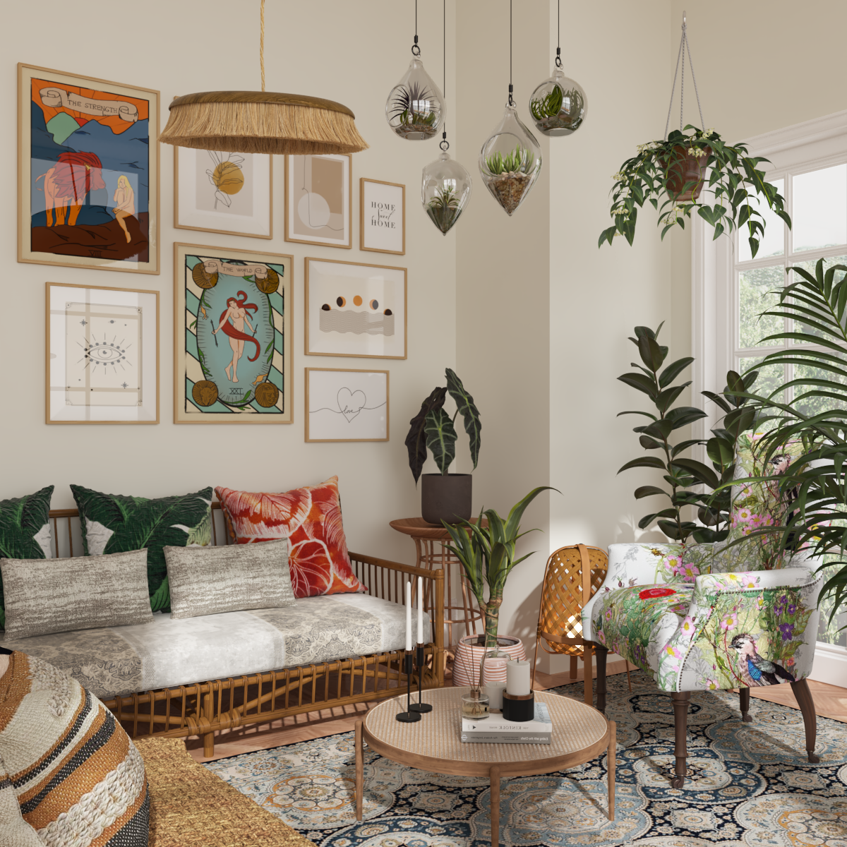 Boho House Ideas Living Room Wall Picture Decor Abstract Art Print Beige Brown Inspiration