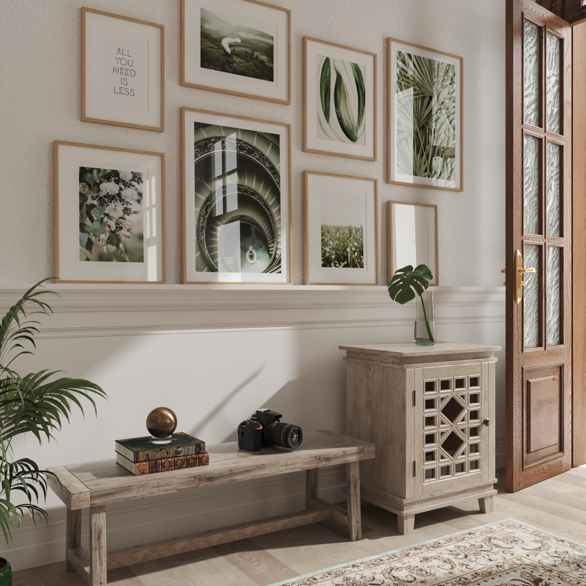 Rustic Farmhouse Hallway Decor Ideas Green Wall Poster Nature Frame Art Entryway Inspiration