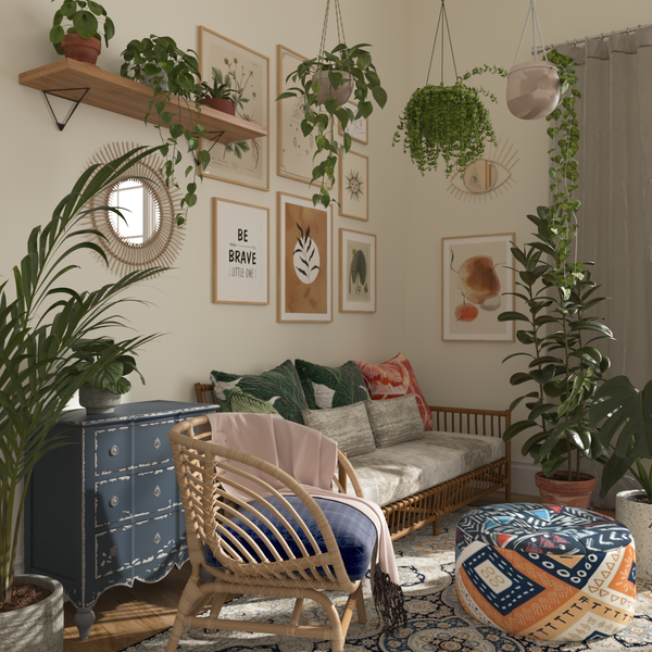 Bohemian Living Room Accent Wall Decor Poster Abstract Art Print Green Beige Design Ideas