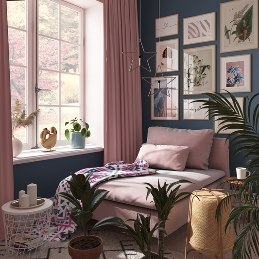 Pink Small Guest Girl Bedroom Above Bed Decor Blue Wall Art Poster Spare Room Decoration Ideas