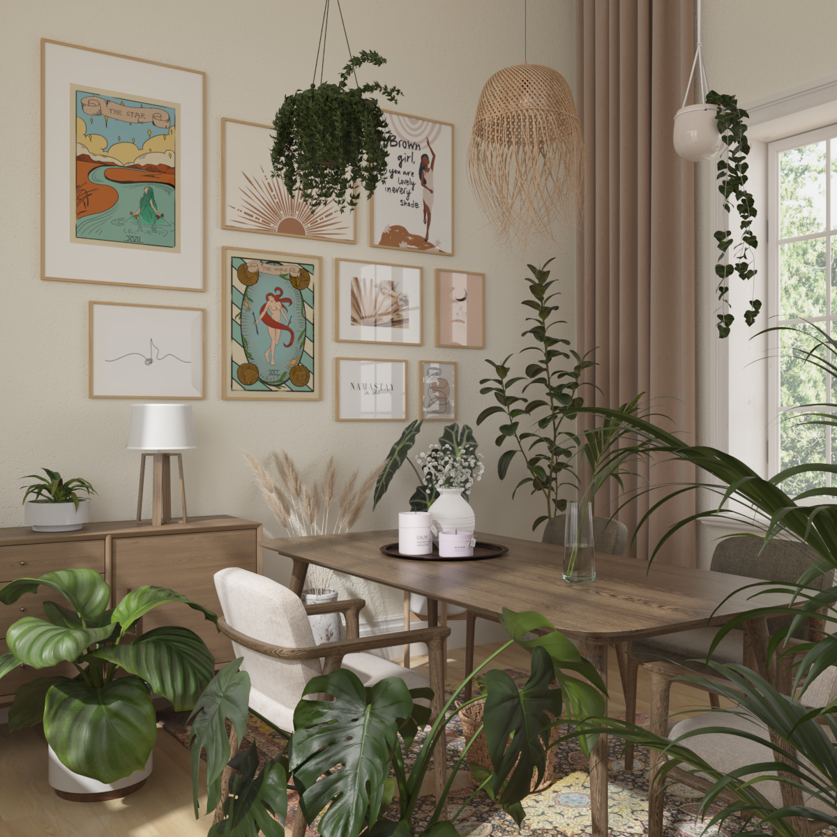 Picture Wall Bohemian Dining Room Kitchen Wall Poster Decor Boho Art Print Botanical Poster