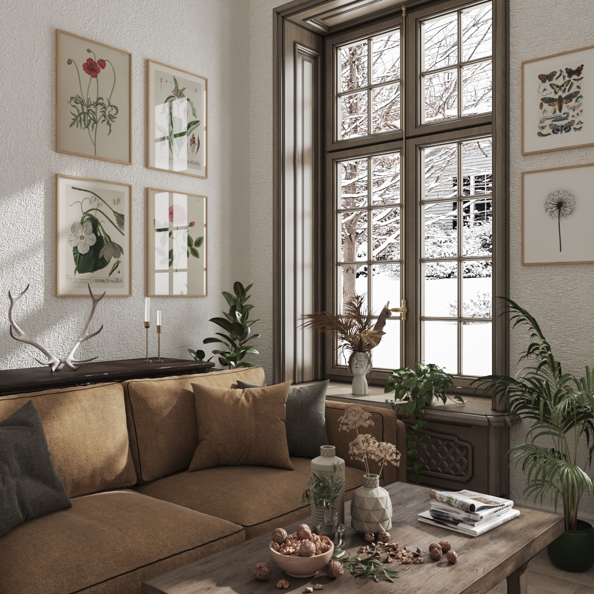 Home Ideas Rustic Farmhouse Living Room Sofa Decor Ideas Butterfly Poster Brown Neutral