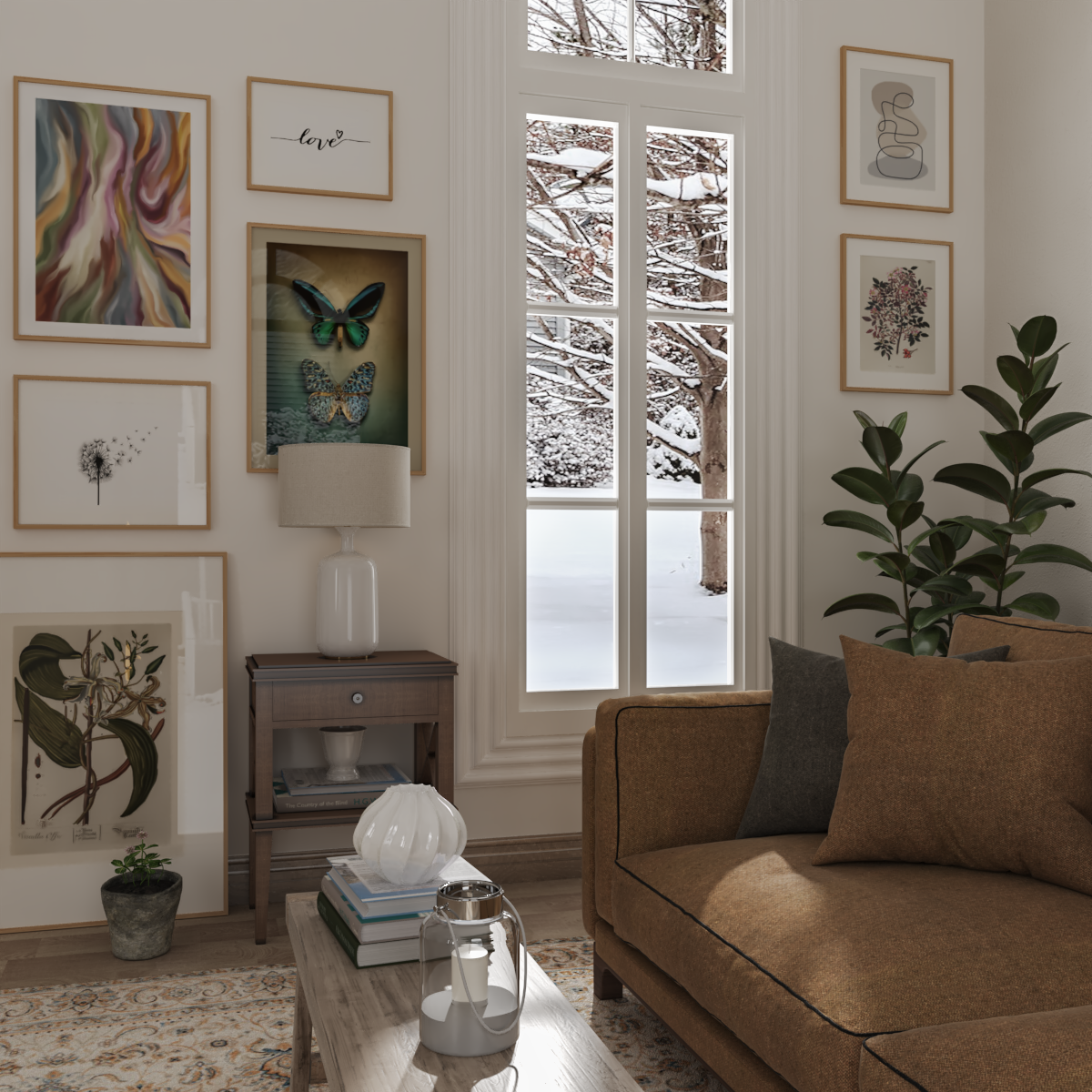 Farmhouse Living Room Corner Decoration Poster Dandelion Art Beige Wall Poster Decor