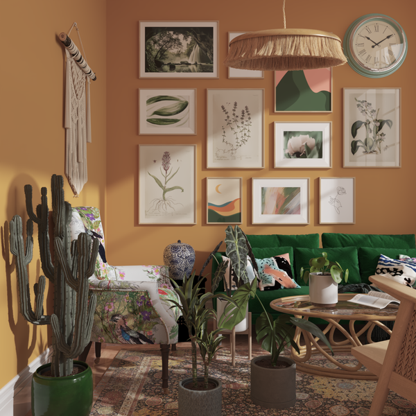 Orange Green Living Room Gallery Wall Boho Art Poster Decor Aesthetic Abstract Print