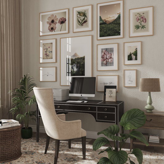 Farmhouse Home Office Large Wall Art Poster Decor Nature Botanical Print Minimalist Line Art